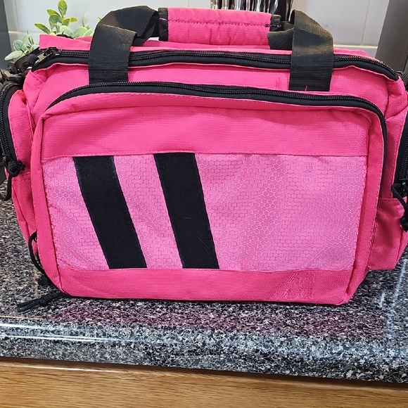 Handbags - Vibrant Pink Rnage Tactical Bag with Black Stripes